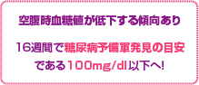 16�T�Ԃœ��A�a�\���R�����̖ڈ�
�ł���100mg/dl�ȉ��ցI