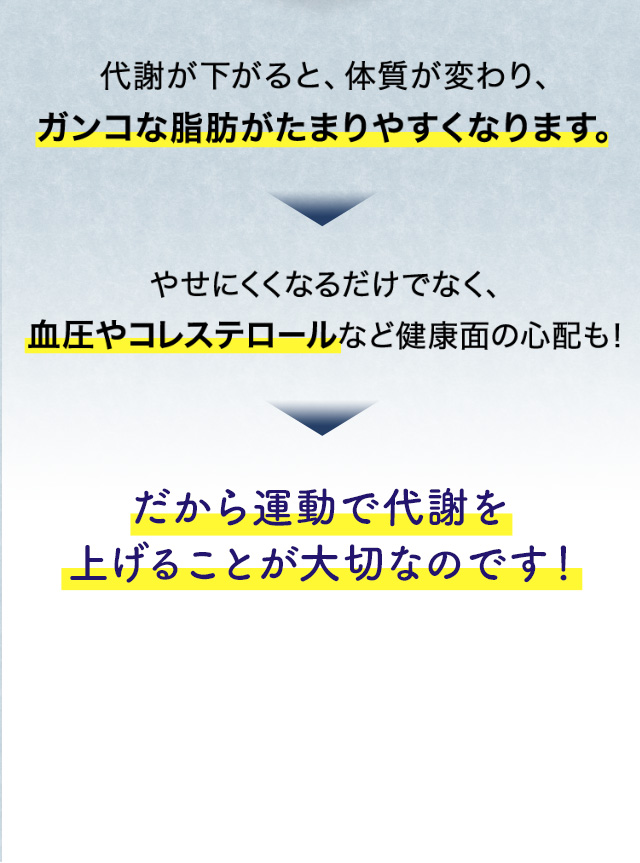 運動で代謝を上げる事が大切