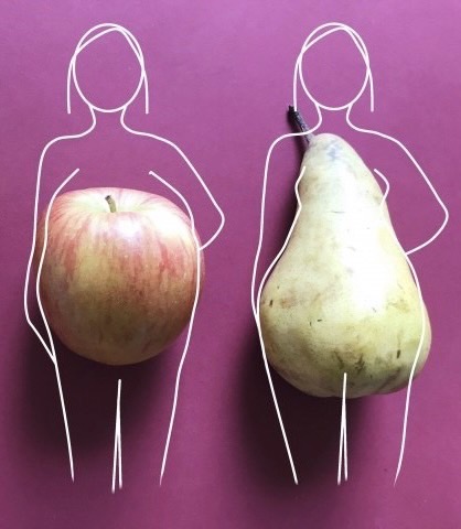 リンゴ体型・洋なし体型の女性（イメージ）