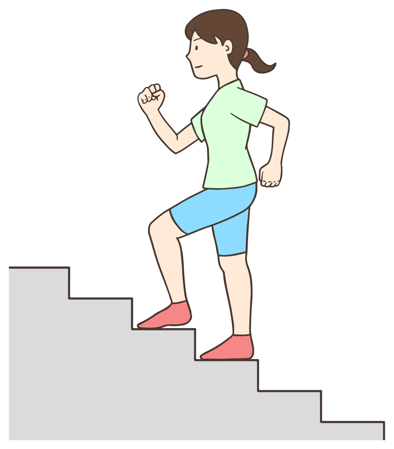 階段の上り下りをする女性
