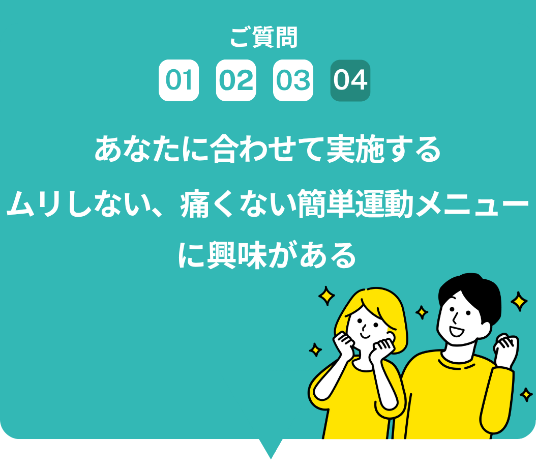 ご質問4 理学療法士監修、悩みの原因を把握する「姿勢と動きのくせチェック」に興味がある